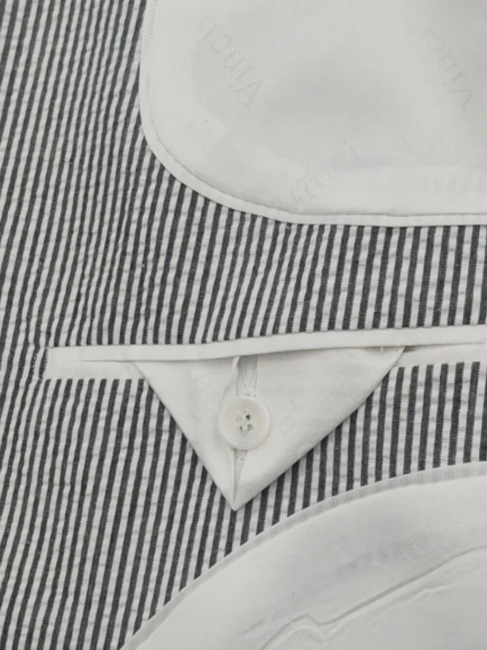 Vinci Seersucker Blazer Gray Striped Cotton 52S Preppy Old Money Wedding Summer